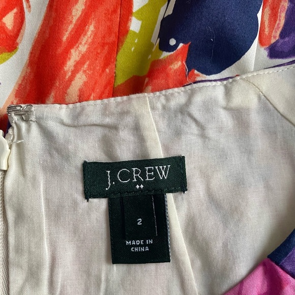 J.Crew Women’s Colorful Floral Cap Sleeves  A-Line Cotton Fitted Mini Dress Sz 2 - Picture 10 of 12
